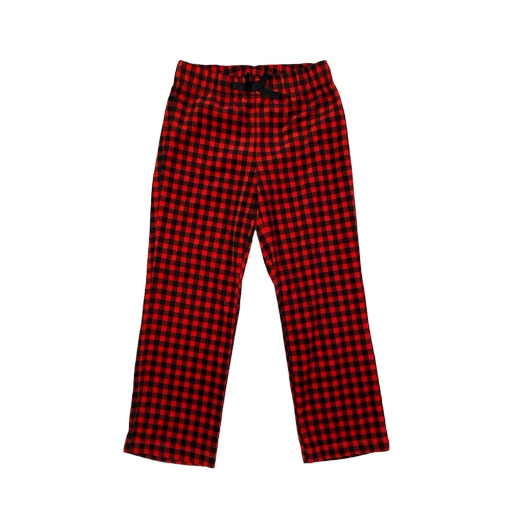 Old Navy fleece sleep pants pj pajama black red plaid buffalo check small 6-7